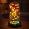 Eternal Rose In Glass Crystal Dome LED Lighting Red 21x11cm