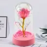 Eternal Crystal Rose in Dome with LED Lighting Pink 14x8cm