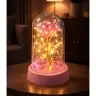 Eternal Crystal Rose in Dome with LED Lighting Pink 14x8cm