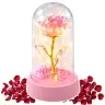 Eternal Crystal Rose in Dome with LED Lighting Pink 14x8cm