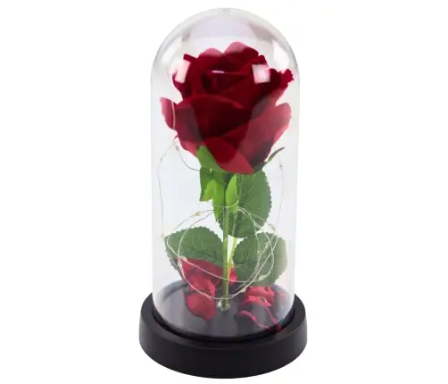 Eternal Rose in Dome with LED Lighting Red 21x11cm