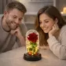 Eternal Rose in Dome with LED Lighting Red 21x11cm