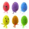 Easter Eggs on Wire Pick Colorful Leaves Ribbon Decoration 6pcs
