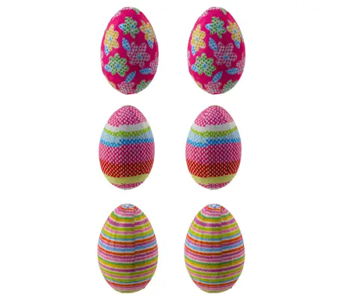 Easter Eggs on Wire Pick Dots Flowers Stripes Decoration Colorful 6pcs
