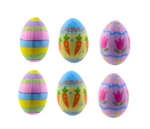 Easter Eggs on Wire Pick Carrot Tulips Decoration Colorful 6pcs