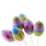 Easter Eggs on Wire Pick Carrot Tulips Decoration Colorful 6pcs