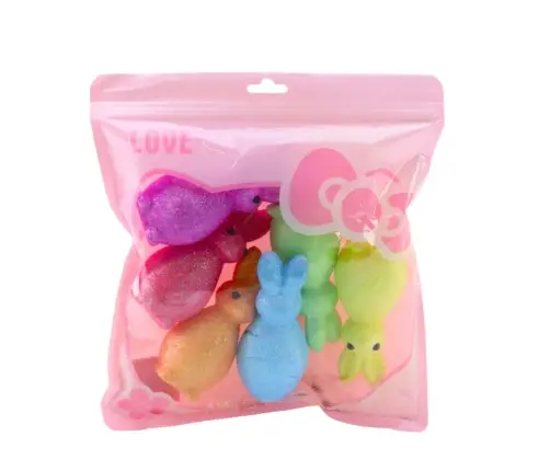 Styrofoam Easter Bunnies Glitter Decorative Colorful 6pcs