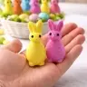 Styrofoam Easter Bunnies Glitter Decorative Colorful 6pcs