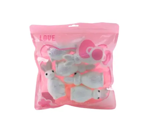 Styrofoam Easter Bunnies Glitter Decorative White 6pcs