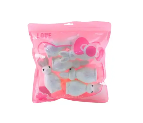 Styrofoam Easter Bunnies Glitter Decorative White 6pcs