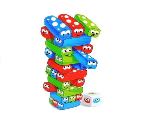 Game Tower With Worms Colorful Bricks