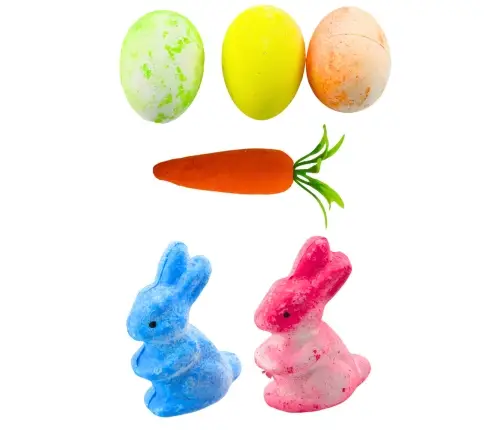 Easter Decorations In Basket Bunnies Eggs Carrot 6pcs