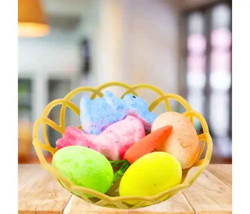 Easter Decorations In Basket Bunnies Eggs Carrot 6pcs