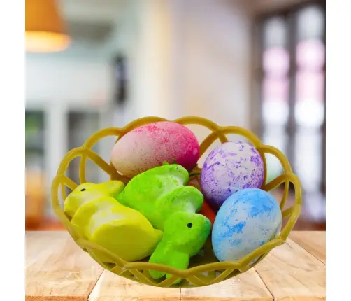 Easter Decorations In Basket Bunnies Eggs Carrot 6pcs