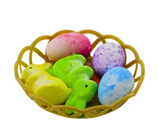 Easter Decorations In Basket Bunnies Eggs Carrot 6pcs