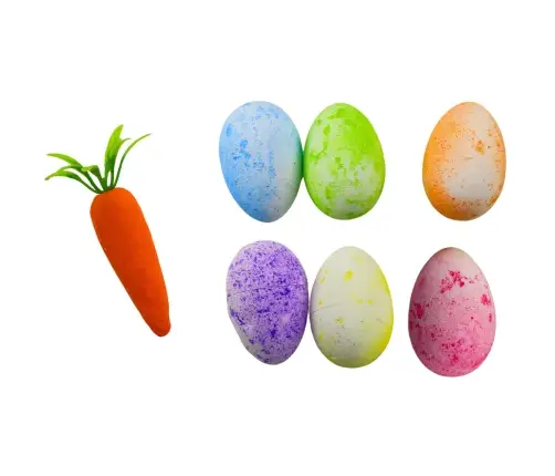 Easter Decorations In Basket Eggs Carrot Colorful 7pcs