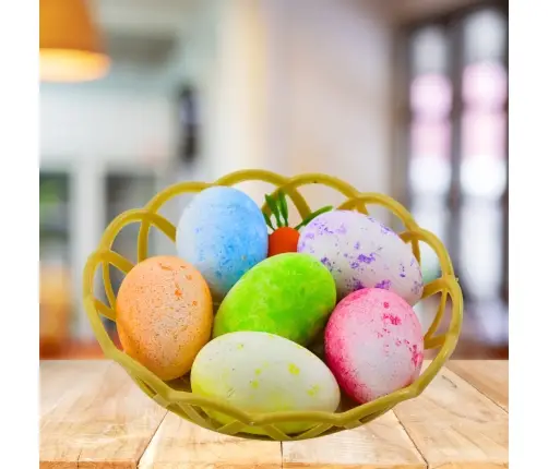 Easter Decorations In Basket Eggs Carrot Colorful 7pcs