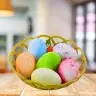 Easter Decorations In Basket Eggs Carrot Colorful 7pcs
