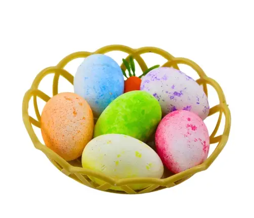 Easter Decorations In Basket Eggs Carrot Colorful 7pcs