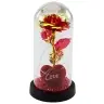 Eternal Rose in Dome with LED Lighting Heart Beads Red 21x11cm