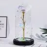 Eternal Rose in a Glass Crystal Dome, Colorful LED Lighting, 21x11cm