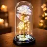 Eternal Rose in a Glass Crystal Dome, Colorful LED Lighting, 21x11cm