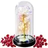 Eternal Rose in a Glass Crystal Dome, Colorful LED Lighting, 21x11cm