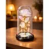 Eternal Rose in a Glass Crystal Dome, Colorful LED Lighting, 21x11cm