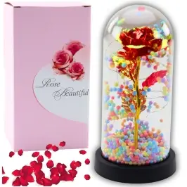 Eternal Rose In Glass Crystal LED Lighting Balls Red 21x11cm