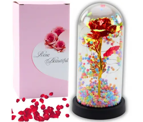 Eternal Rose In Glass Crystal LED Lighting Balls Red 21x11cm