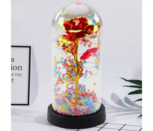 Eternal Rose In Glass Crystal LED Lighting Balls Red 21x11cm