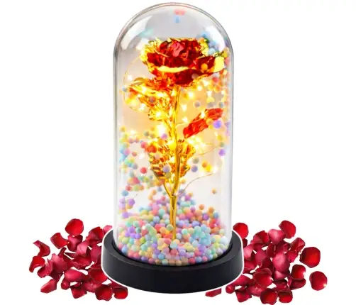 Eternal Rose In Glass Crystal LED Lighting Balls Red 21x11cm