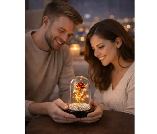 Eternal Rose In Glass Crystal LED Lighting Balls Red 21x11cm