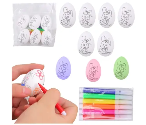 Easter Styrofoam Eggs For Painting Markers Rabbit Pattern C 6pcs