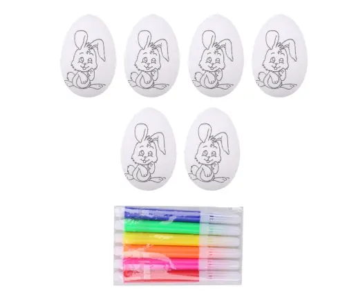 Easter Styrofoam Eggs For Painting Markers Rabbit Pattern C 6pcs