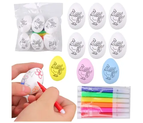 Easter Styrofoam Eggs For Painting Markers Markers Roosters 6pcs
