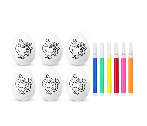 Easter Styrofoam Eggs For Painting Markers Markers Roosters 6pcs