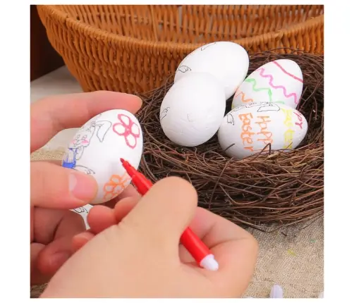 Easter Styrofoam Eggs For Painting Markers Flower Pattern B 6pcs