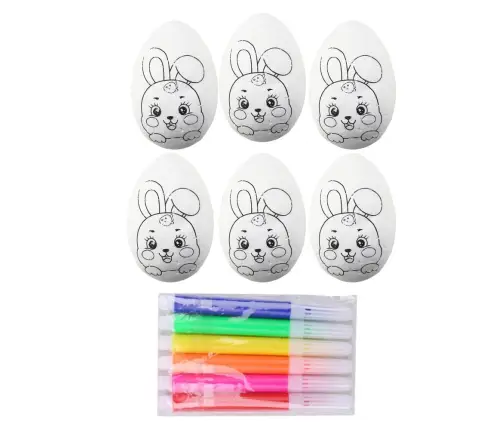 Easter Styrofoam Eggs For Painting Markers Rabbit Pattern D 6pcs