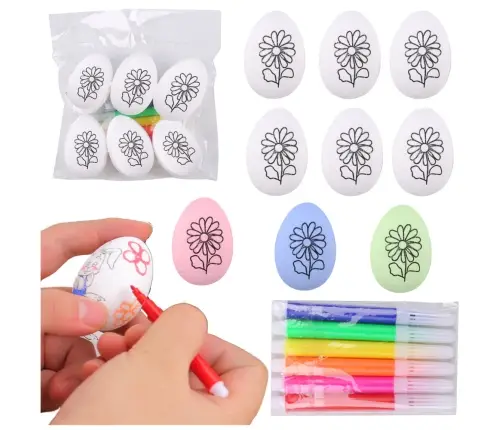 Easter Styrofoam Eggs For Painting Markers Flower Pattern D 6pcs