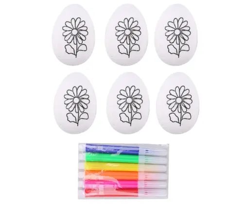 Easter Styrofoam Eggs For Painting Markers Flower Pattern D 6pcs