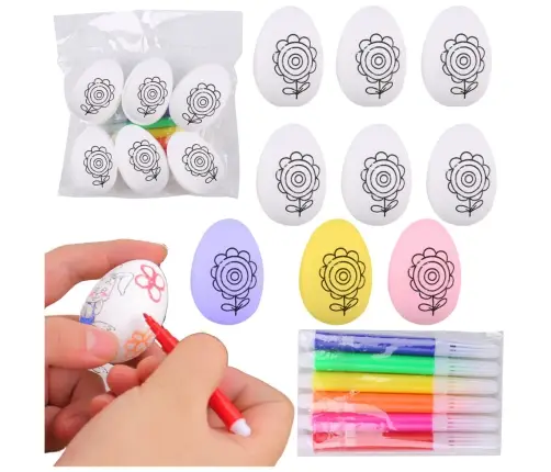Easter Styrofoam Eggs For Painting Markers Flower Pattern C 6pcs