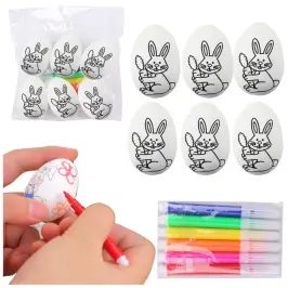 Easter Styrofoam Eggs For Painting Markers Felt-tip Pens Bunny 6pcs