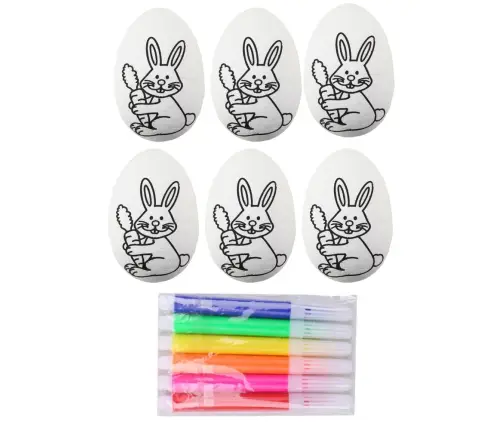 Easter Styrofoam Eggs For Painting Markers Felt-tip Pens Bunny 6pcs