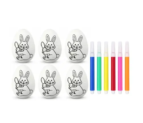 Easter Styrofoam Eggs For Painting Markers Felt-tip Pens Bunny 6pcs