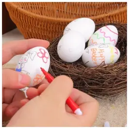Easter Styrofoam Eggs For Painting Markers Flower Pattern A 6pcs
