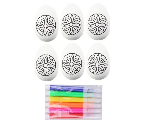Easter Styrofoam Eggs For Painting Markers Flower Pattern A 6pcs Easter Styrofoam Eggs For Painting Markers Flower Pattern A 6pcs
