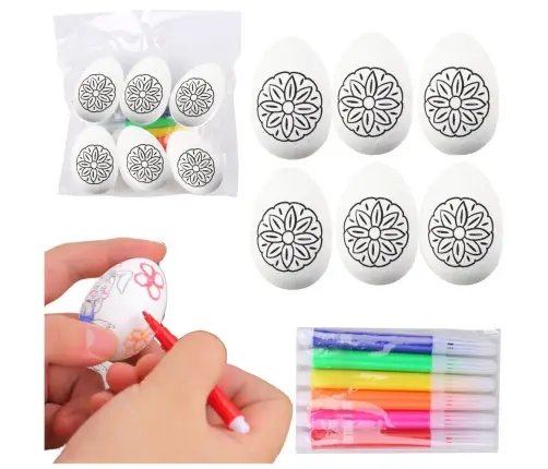 Easter Styrofoam Eggs For Painting Markers Flower Pattern A 6pcs Easter Styrofoam Eggs For Painting Markers Flower Pattern A 6pcs