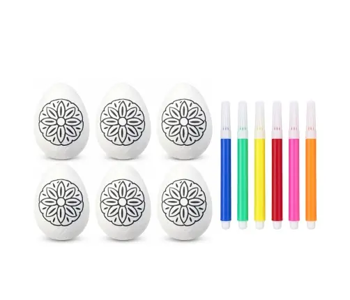Easter Styrofoam Eggs For Painting Markers Flower Pattern A 6pcs