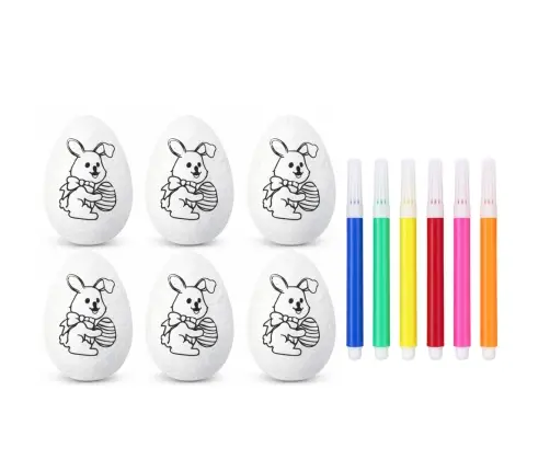 Easter Styrofoam Eggs For Painting Markers Pattern Rabbit B 6pcs